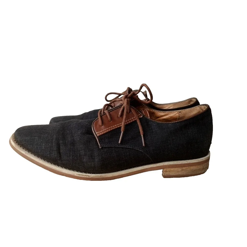 Giorgio Brutini Mens Shoes Sz 11 Oxfords Derby Linen Canvas Black Brown Heel Tap